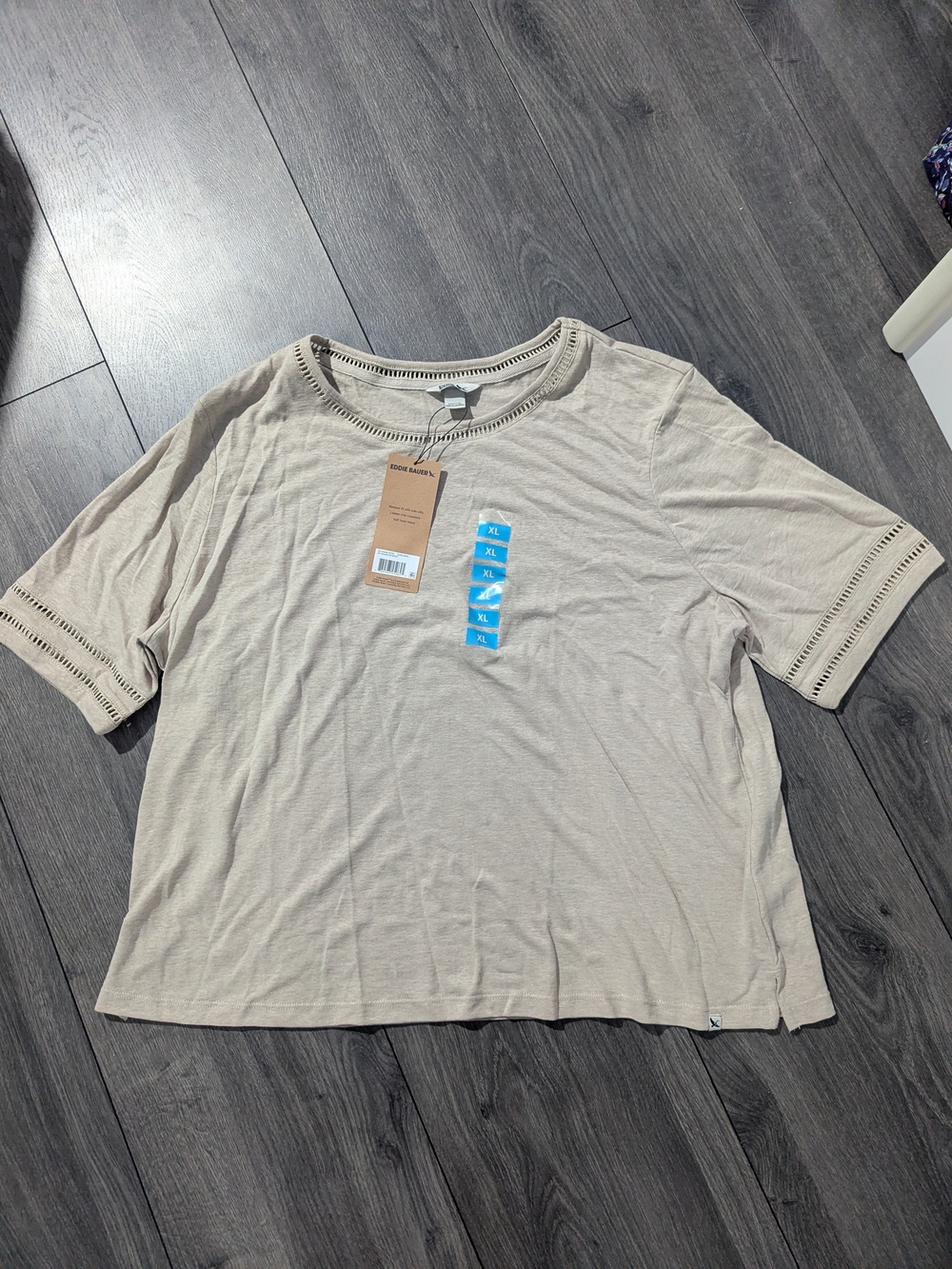 Eddie Bauer Women's Short Sleeve Scoop Neck Tee in Light Beige